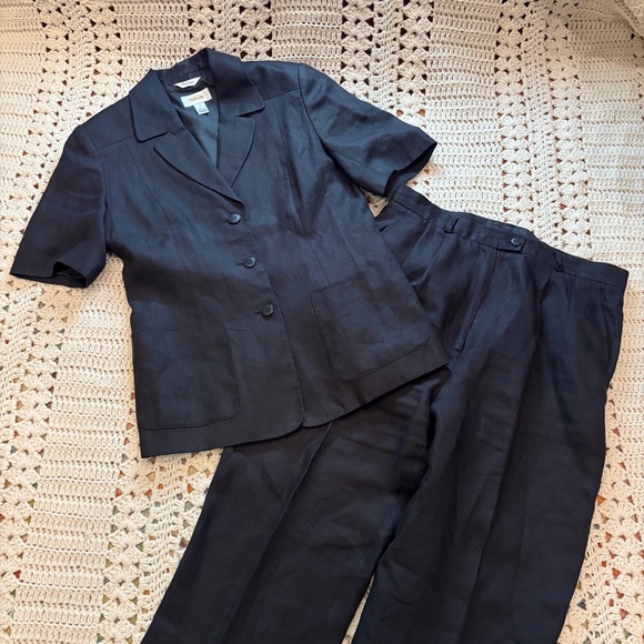 Talbots Vintage Irish Linen Black High-Rise Pleated Trousers Size 6 - altered - Picture 16 of 16